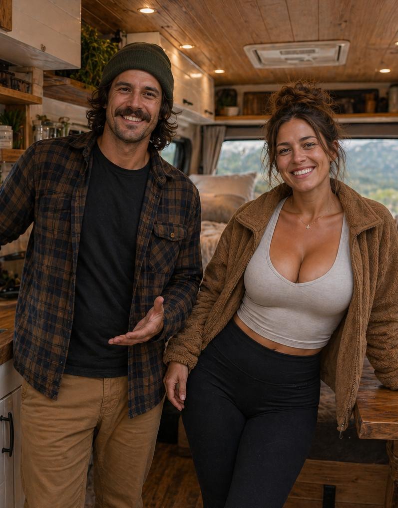 Couple Inside Sprinter Van Camper
